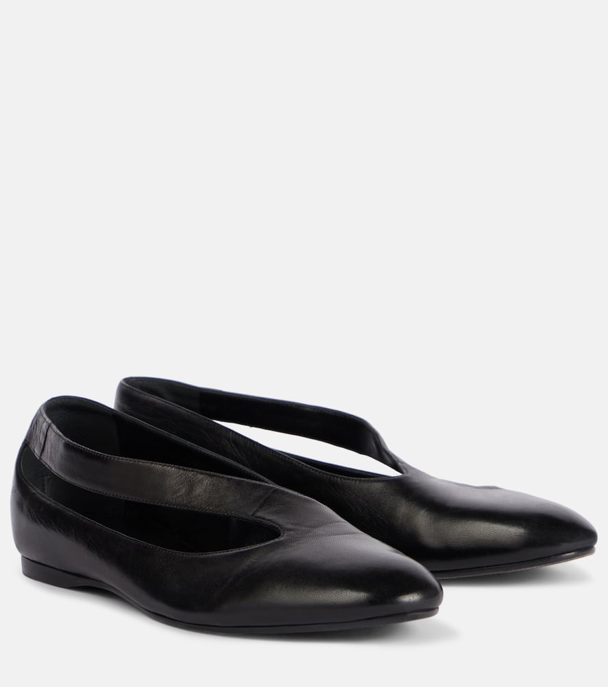 KHAITE DIANA CUTOUT LEATHER BALLET FLATS