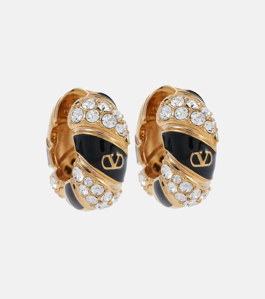 Pas Plus VLogo embellished hoop earrings