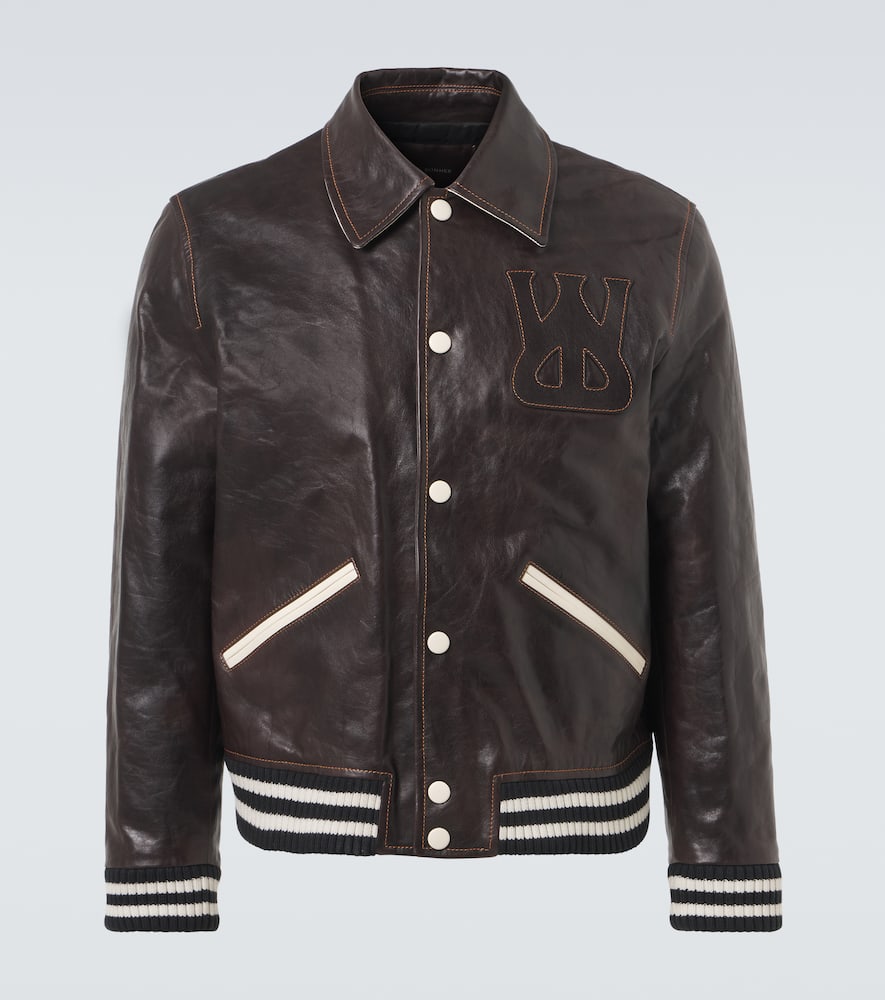 Prince leather varsity jacket