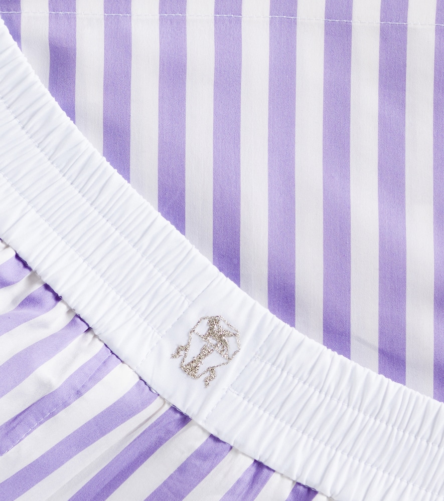 Brunello Cucinelli Striped Cotton And Silk Bermuda Shorts In Purple