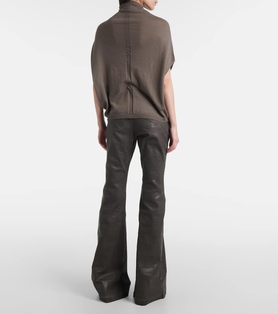 Rick Owens Wool Turtleneck Top In Grey