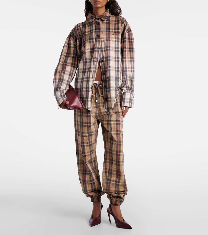 Attico Diana Checked Cotton Flannel Shirt In Multi