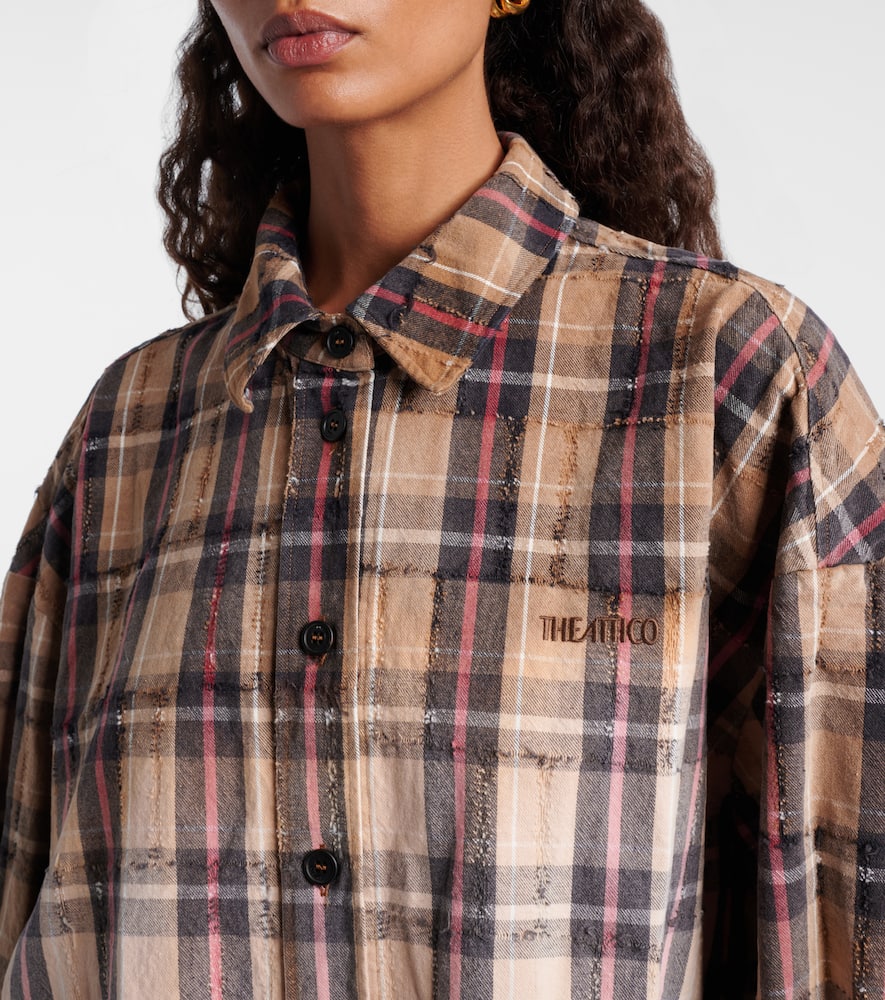 Attico Diana Checked Cotton Flannel Shirt In Multi