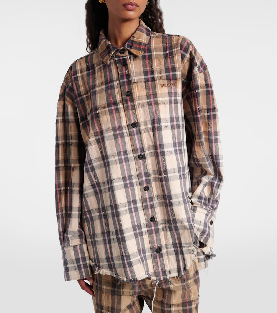 Attico Diana Checked Cotton Flannel Shirt In Multi