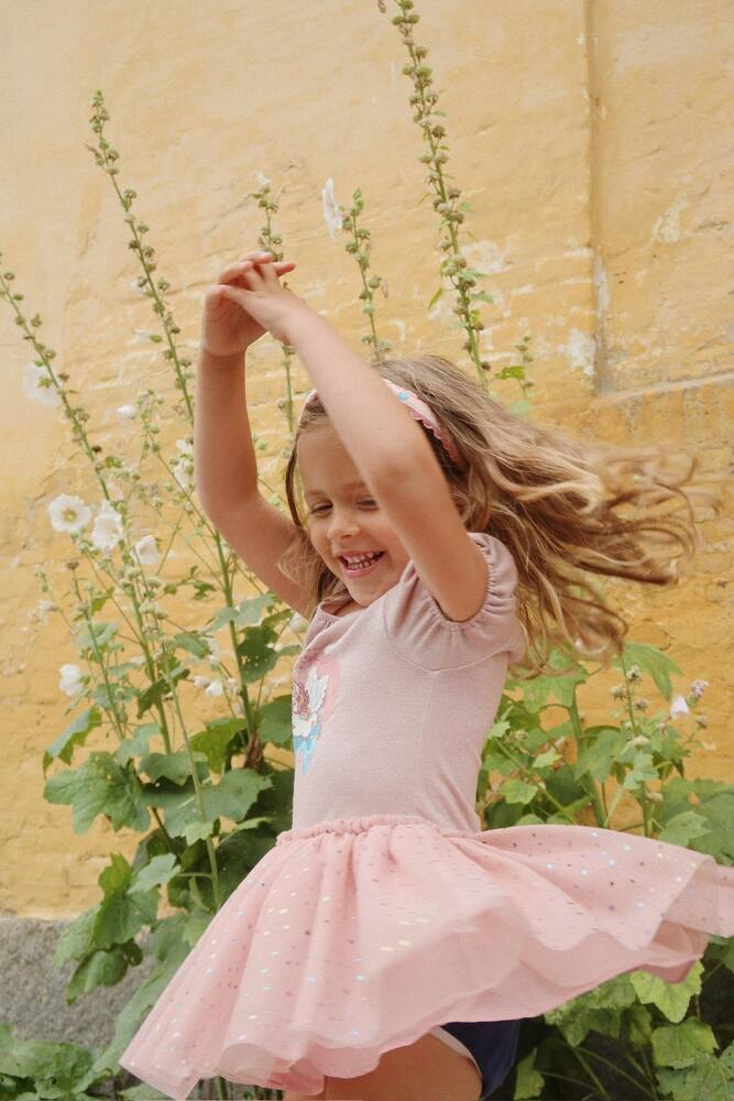 Konges Slojd Ada Fairy Ballerina Jersey And Tulle Dress In Pink
