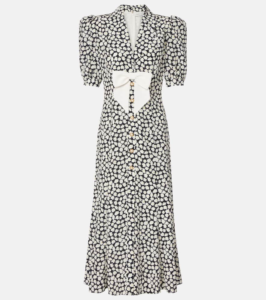 Floral printed silk midi dress