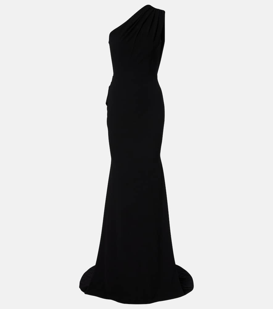 Draped one-shoulder crêpe gown