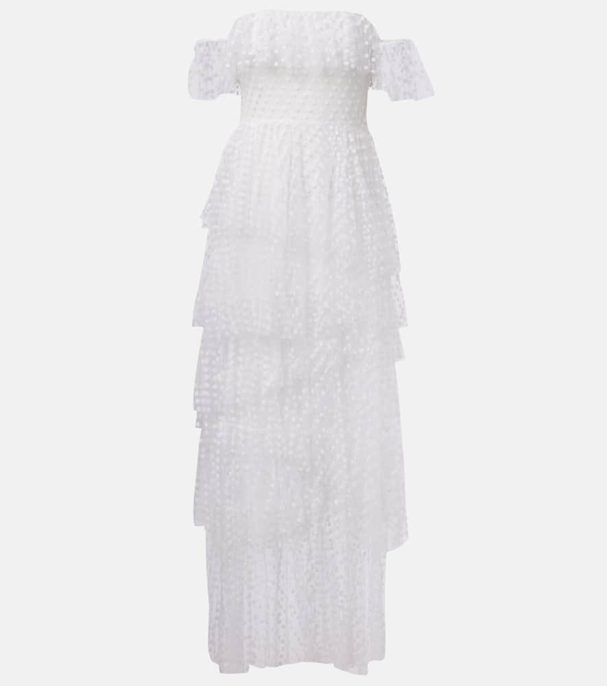 Carmen polka-dot tulle maxi dress