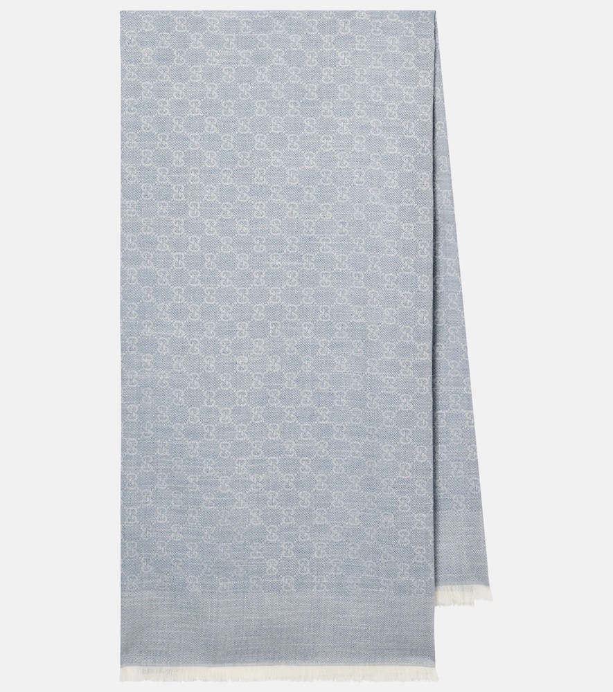 GG cotton, wool, and silk scarf