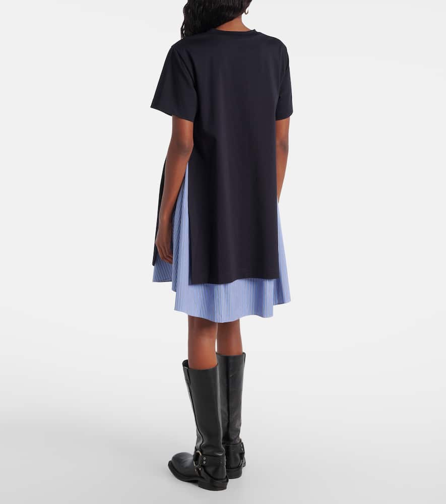 Sacai Striped Cotton Minidress In Blue