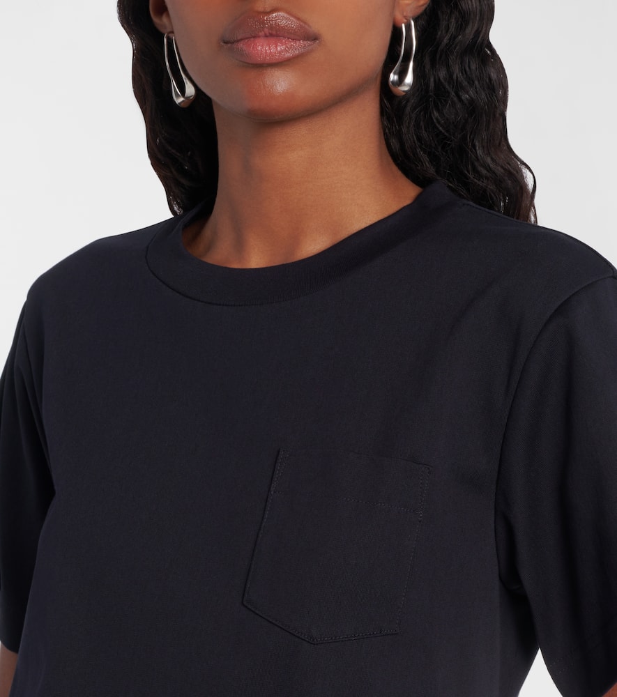 Sacai Striped Cotton Minidress In Blue