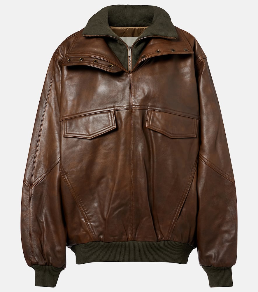 Isabel Marant Dorry Oversized Leather Jacket In Brown