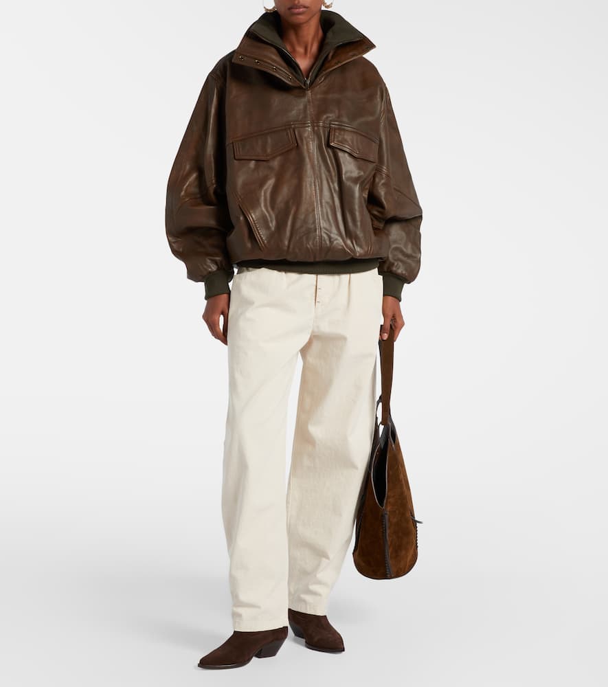 Isabel Marant Dorry Oversized Leather Jacket In Brown