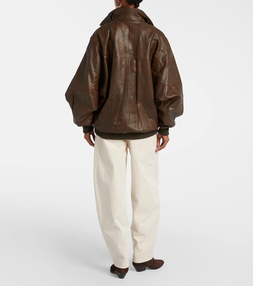 Isabel Marant Dorry Oversized Leather Jacket In Brown