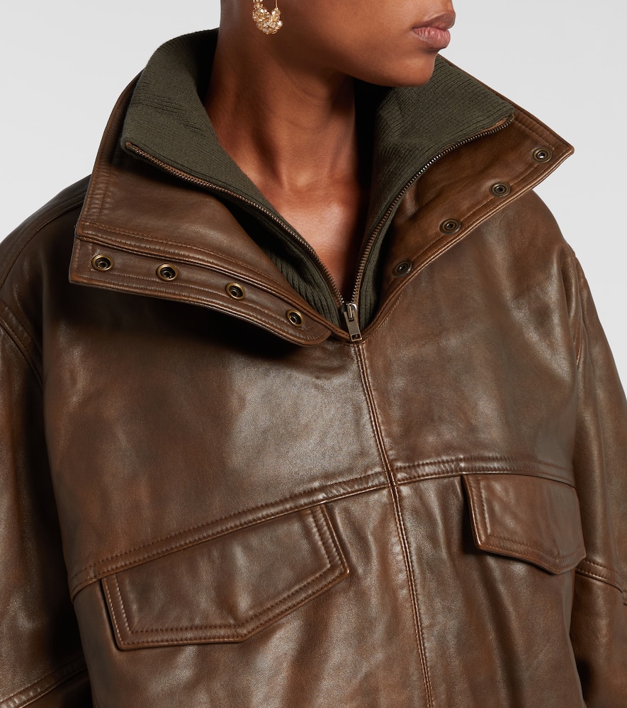 Isabel Marant Dorry Oversized Leather Jacket In Brown