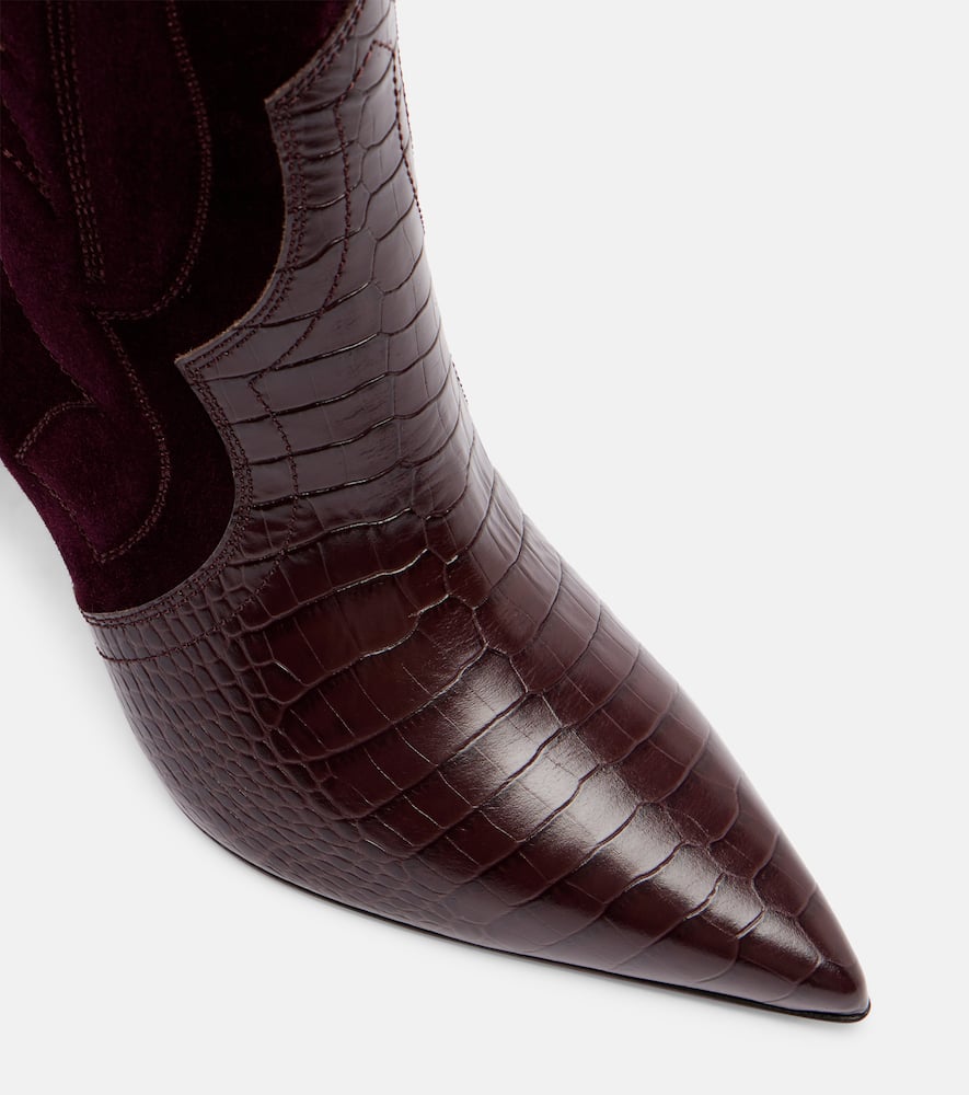 Christian Louboutin Santia Botta 85 Suede Knee-high Boots In Burgundy