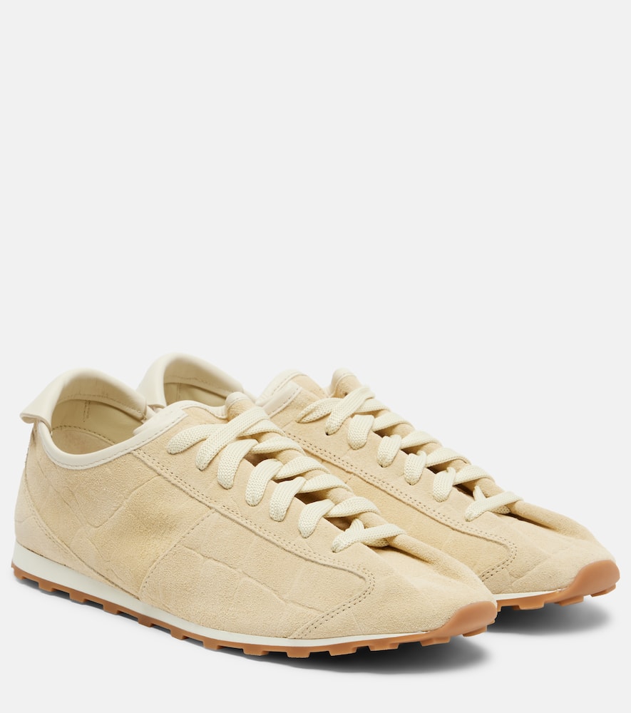 Tennis croc-effect suede sneakers