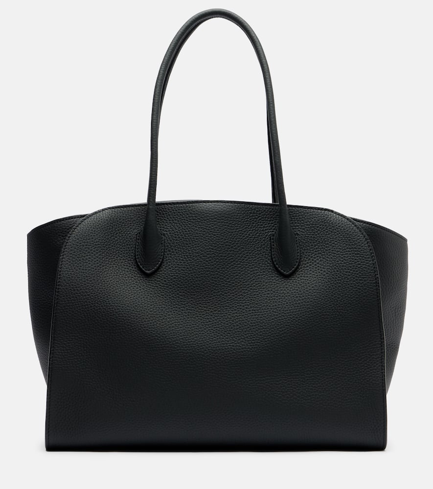 The Row Marlo Medium Leather Tote Bag In Black
