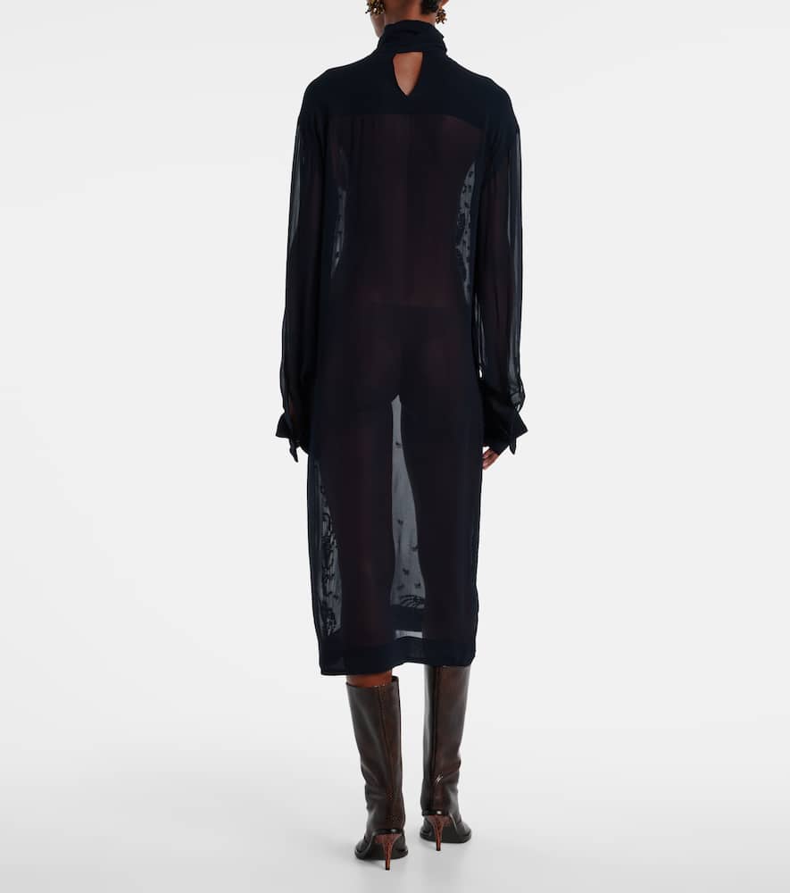 Dries Van Noten Embellished Sheer Midi Dress In Blue