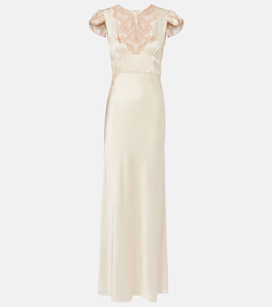 Chloé Lace-trimmed Silk Satin Maxi Dress In White