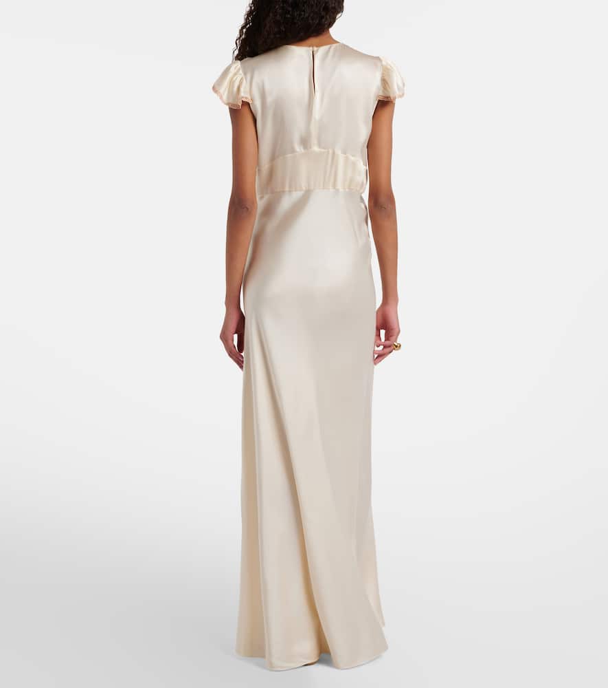 Chloé Lace-trimmed Silk Satin Maxi Dress In White