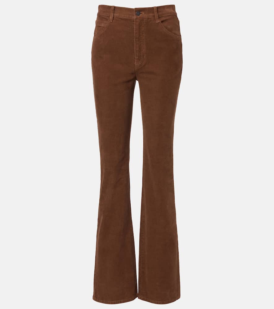Nili Lotan Joan High-rise Cotton-blend Corduroy Flared Pants In Brown
