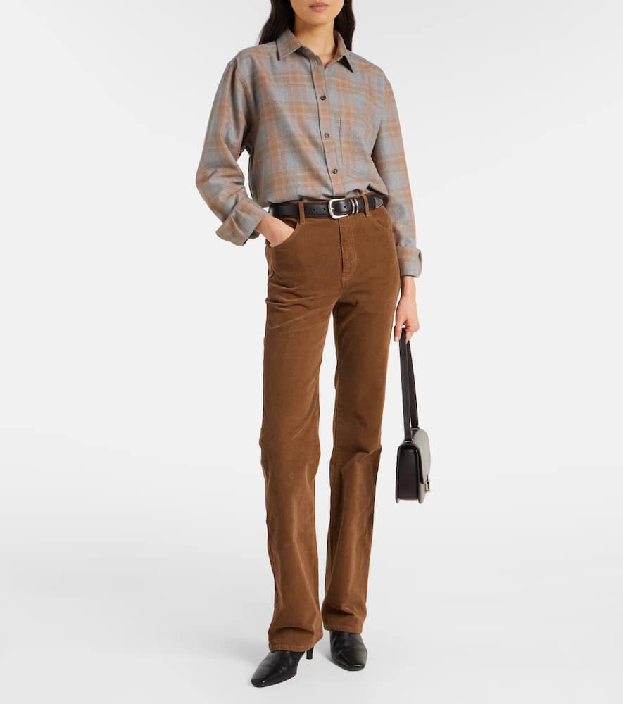 Nili Lotan Joan High-rise Cotton-blend Corduroy Flared Pants In Brown