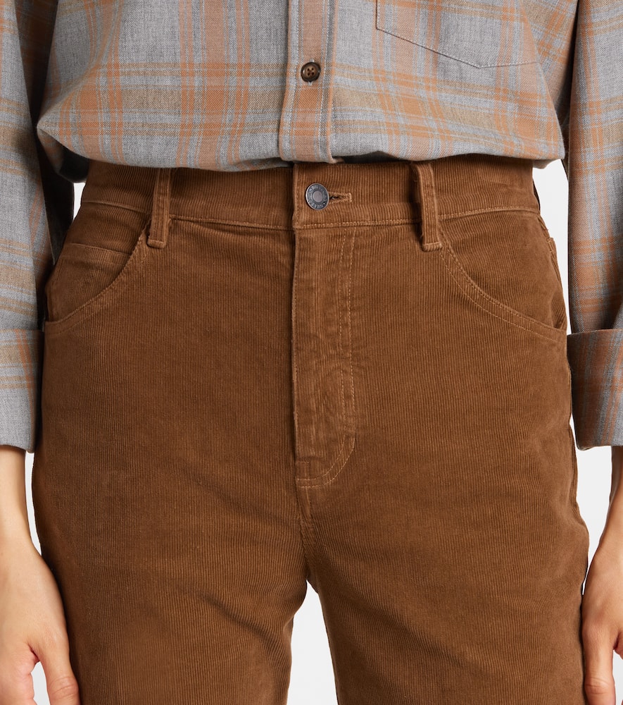 Nili Lotan Joan High-rise Cotton-blend Corduroy Flared Pants In Brown