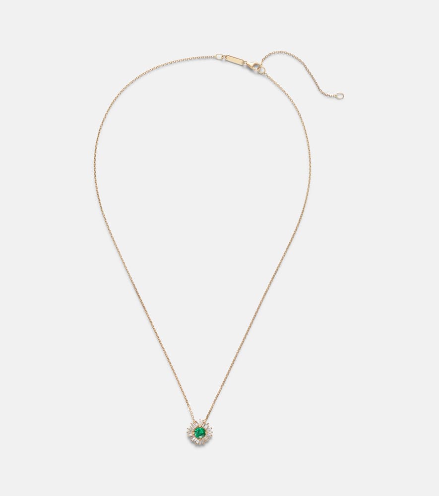 Suzanne Kalan One Of A Kind 18kt Gold Necklace With Emerald And Diamonds In Gold