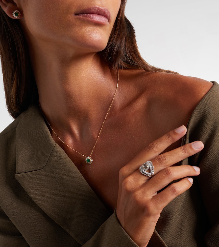 Suzanne Kalan One Of A Kind 18kt Gold Necklace With Emerald And Diamonds In Gold