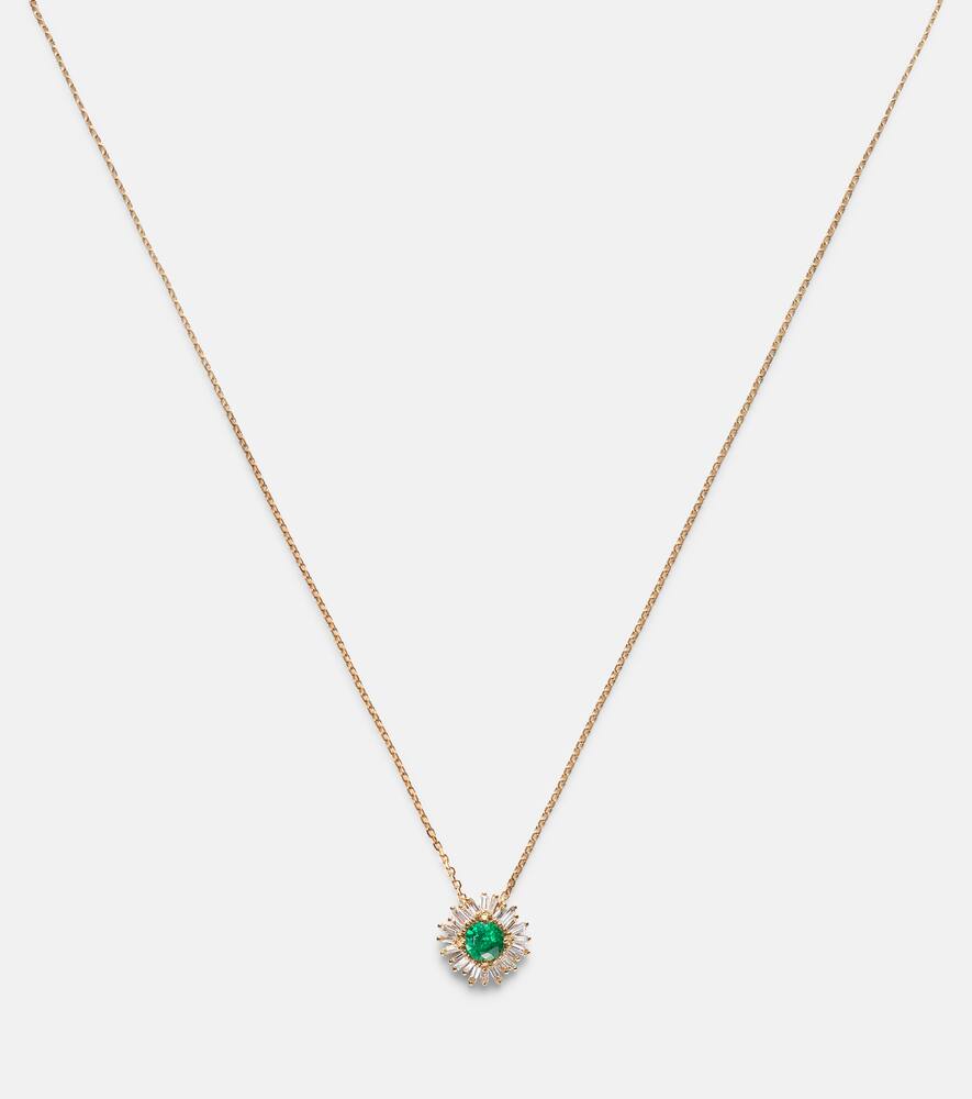 Suzanne Kalan One Of A Kind 18kt Gold Necklace With Emerald And Diamonds In Gold
