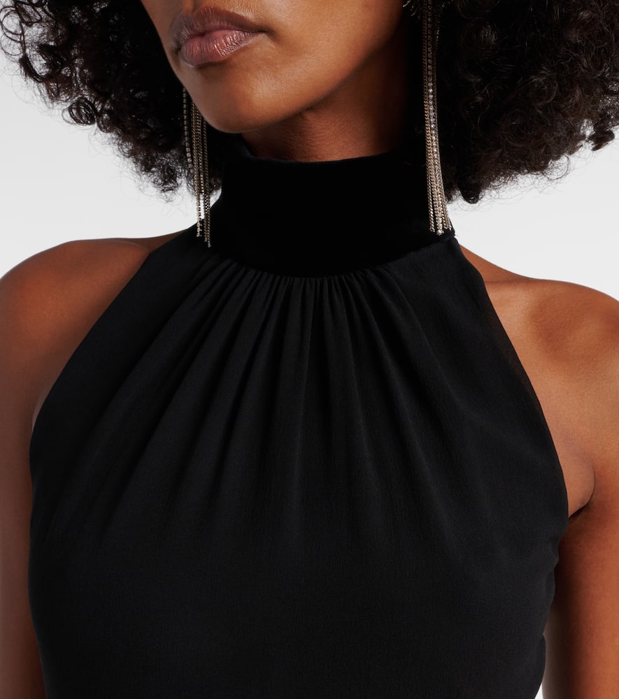 Alexander Mcqueen Velvet-trimmed Silk Georgette Gown In Black