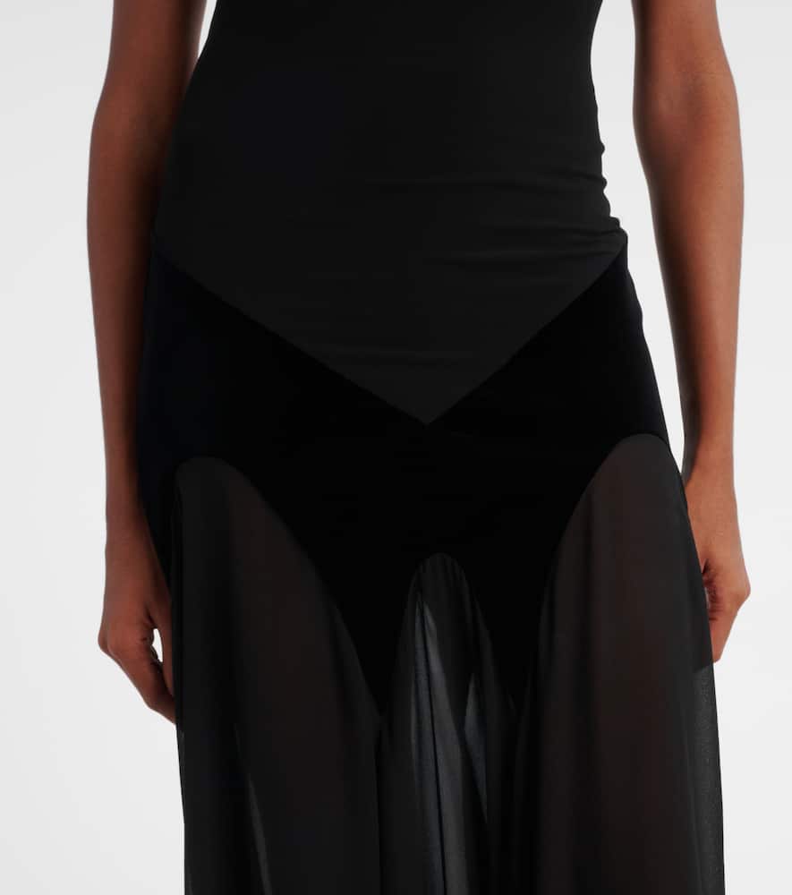 Alexander Mcqueen Velvet-trimmed Silk Georgette Gown In Black