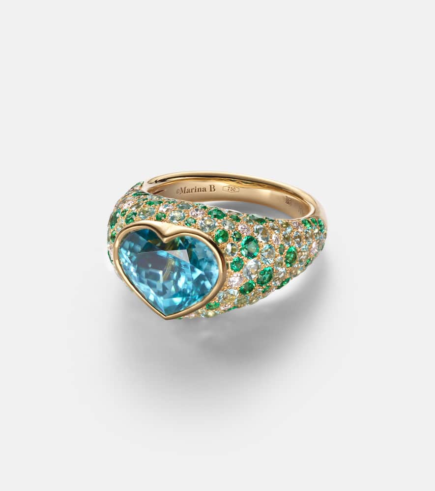 Marina B Calvina 18kt Gold Ring With Gemstones In Gold