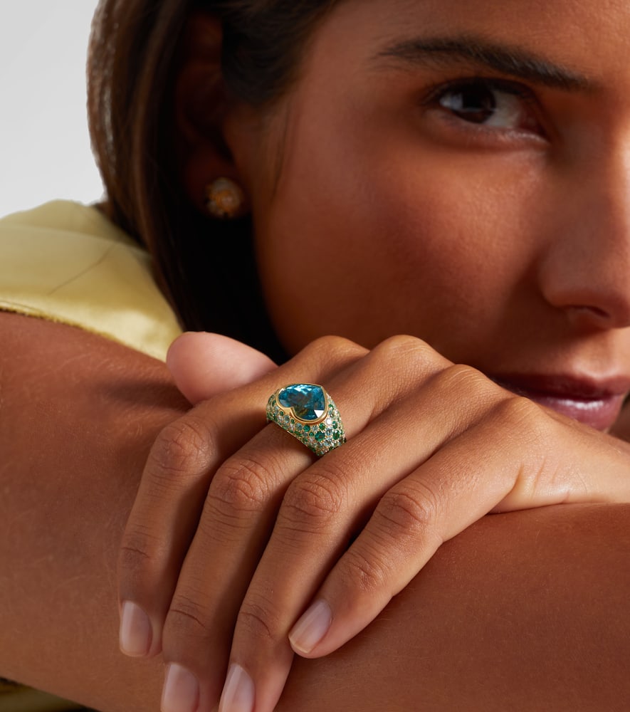 Marina B Calvina 18kt Gold Ring With Gemstones In Gold
