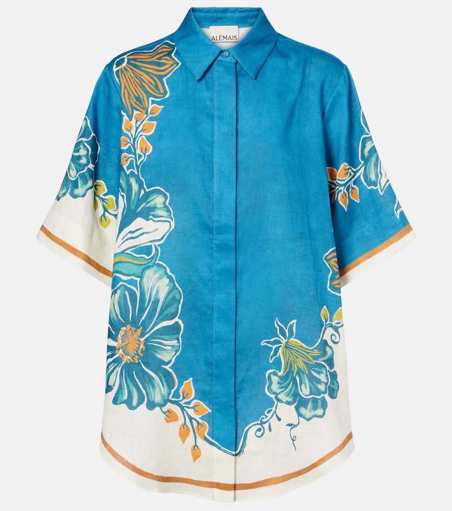 Alemais Alémais Luda Floral Linen Shirt In Blue