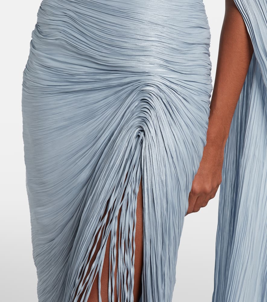 Marmar Halim Tatiana Pleated Corset Gown In Blue