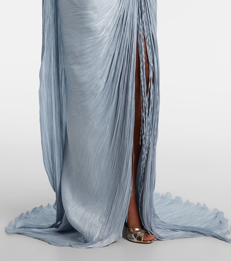 Marmar Halim Tatiana Pleated Corset Gown In Blue