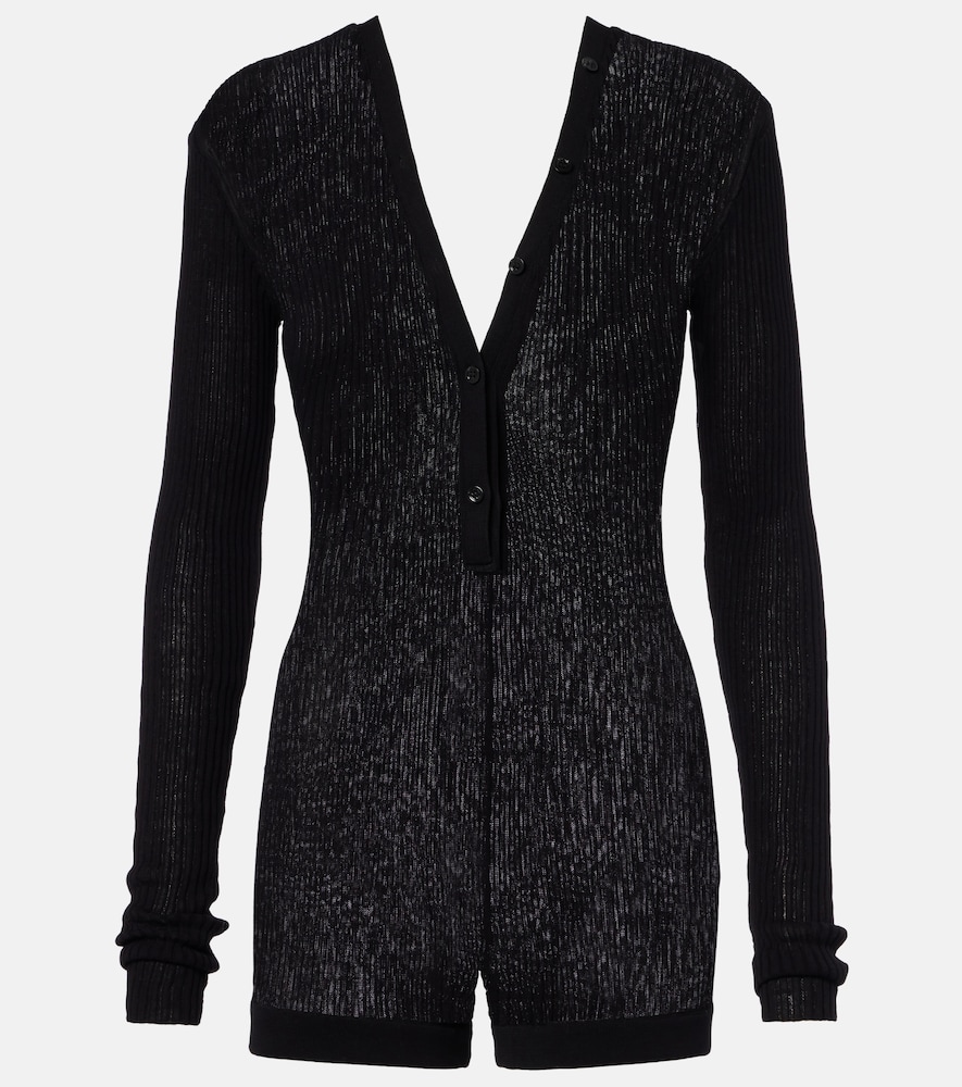 Mugler Ribbed-knit cotton romper