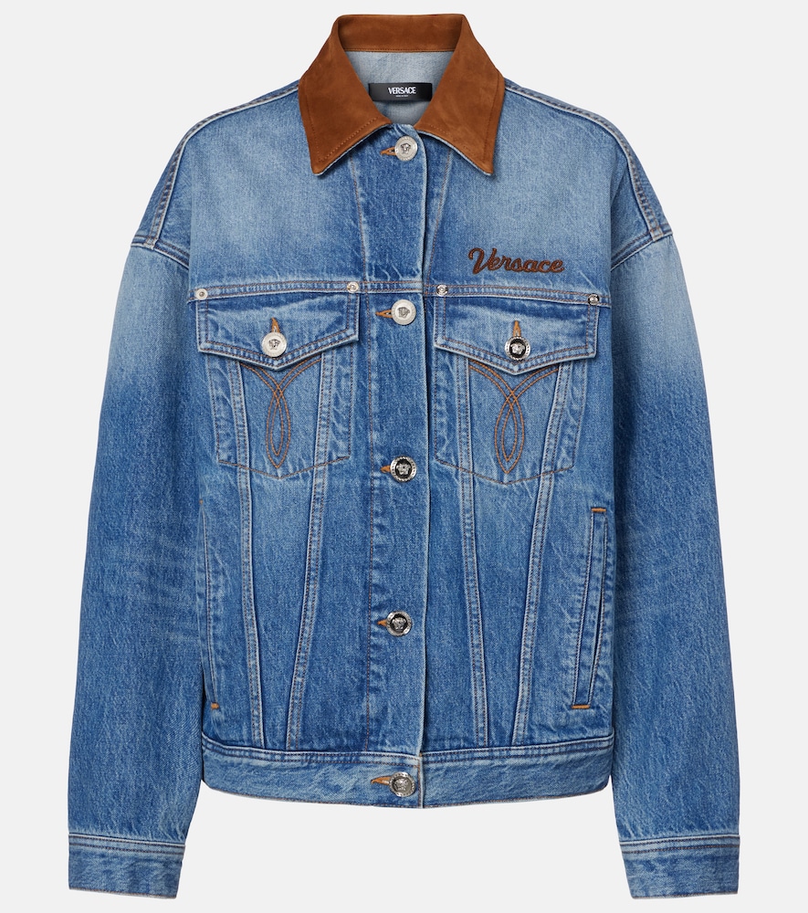 Versace Trucker suede-trimmed denim jacket