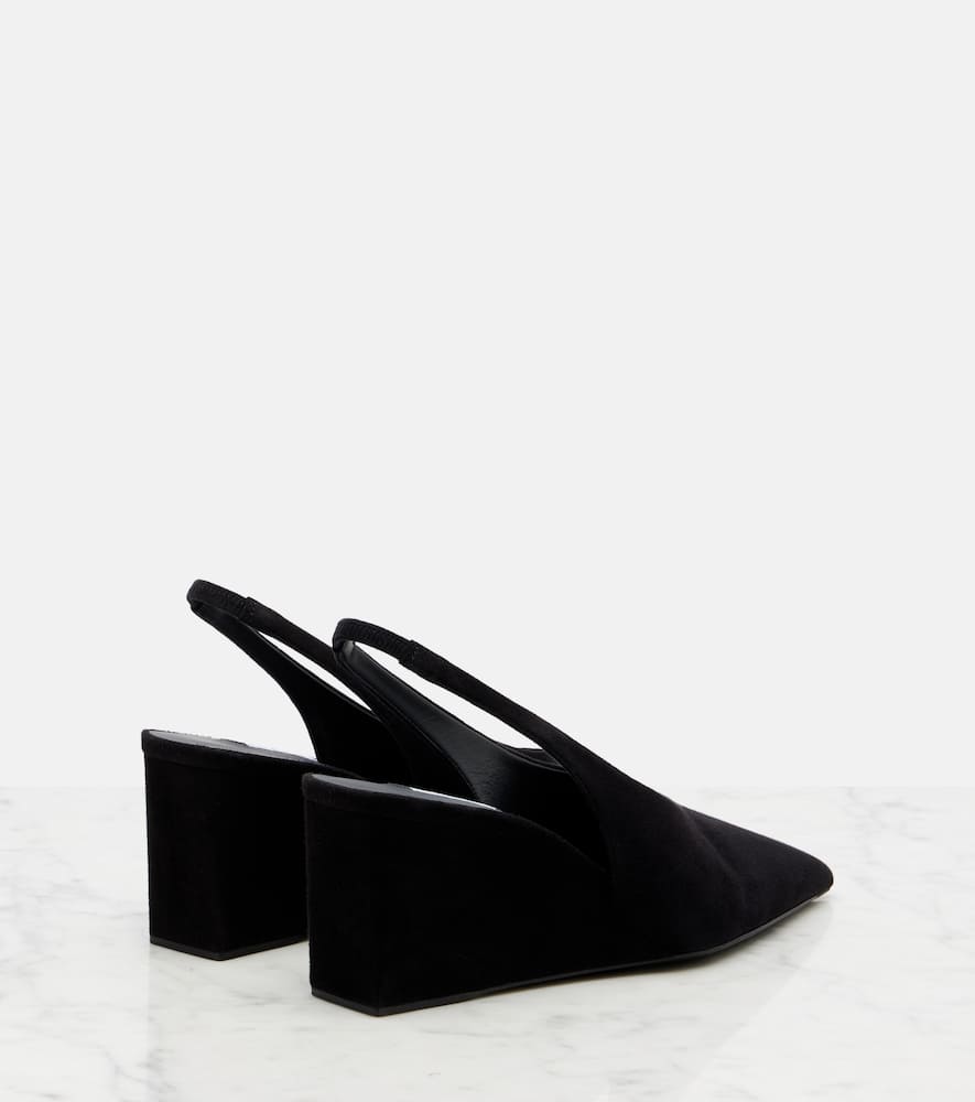 Alaïa Cube 75 Wedge Slingback Suede Pumps In Black