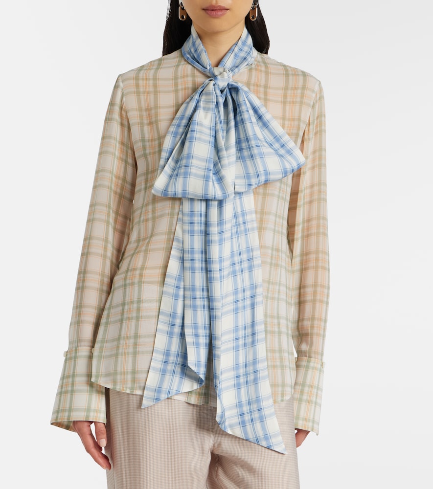  Acne Studios Acne Studios Sheer Tie-neck Silk Blouse 