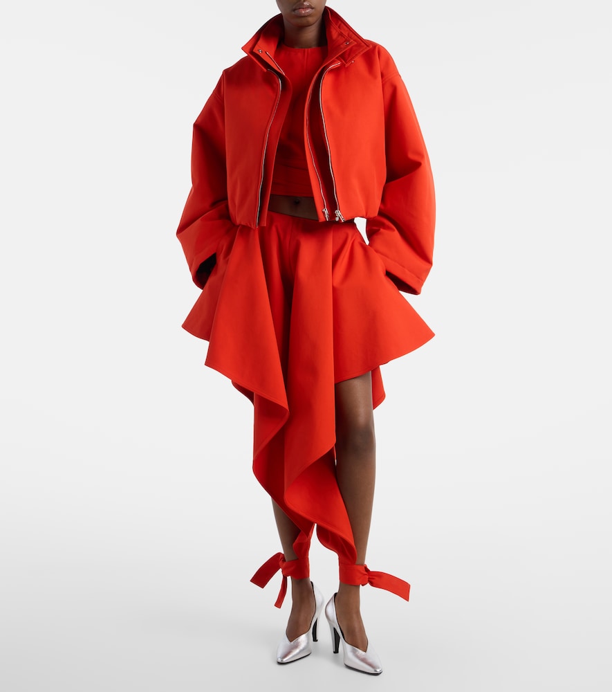 Alaïa Ruffled cotton gabardine tapered pants