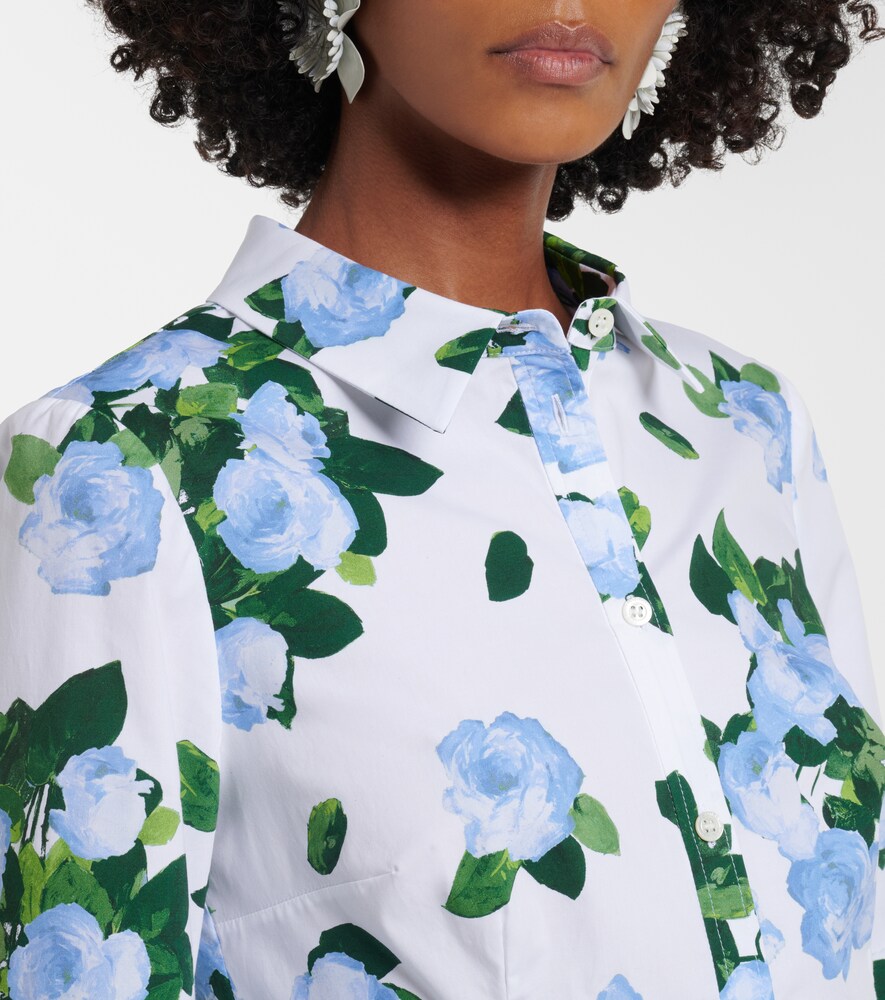Floral Ruffled Cotton-Blend Shirt