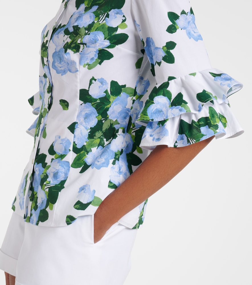 Floral Ruffled Cotton-Blend Shirt