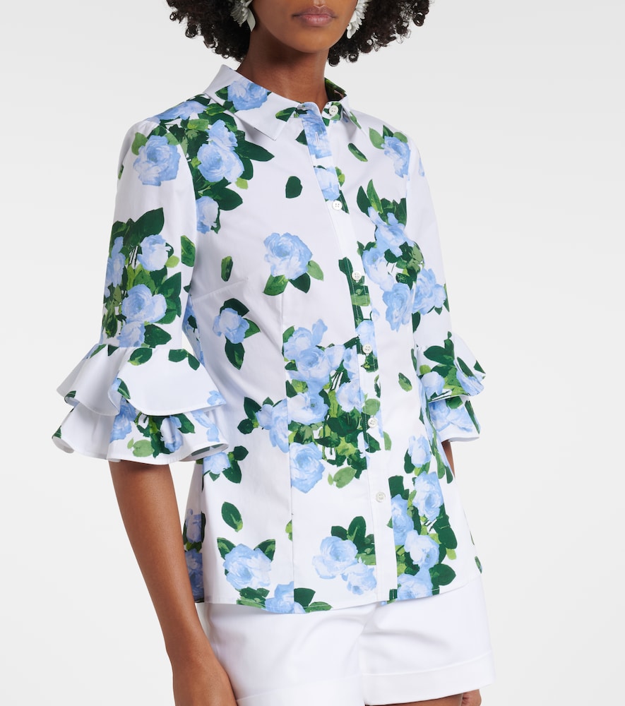 Floral Ruffled Cotton-Blend Shirt
