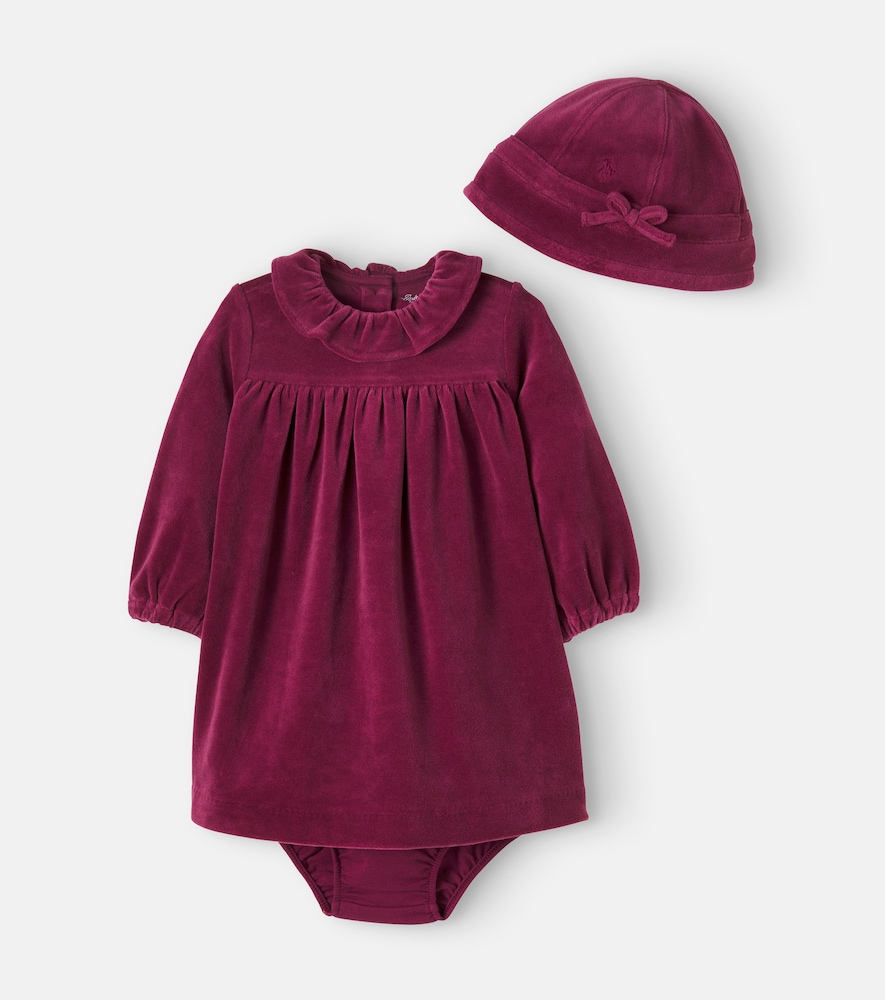 Baby Set aus Kleid, Höschen und Mütze aus Samt