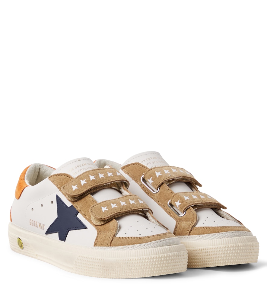Golden Goose Kids White May Suede-Trimmed Leather Sneakers UK Size 8.5 - Mytheresa