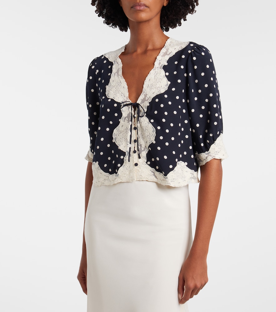 Rixo Rixo Ursula Polka-dot Crãªpe De Chine Top 