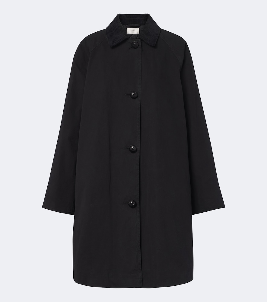 The Row Ina Cotton Gabardine Coat In Schwarz